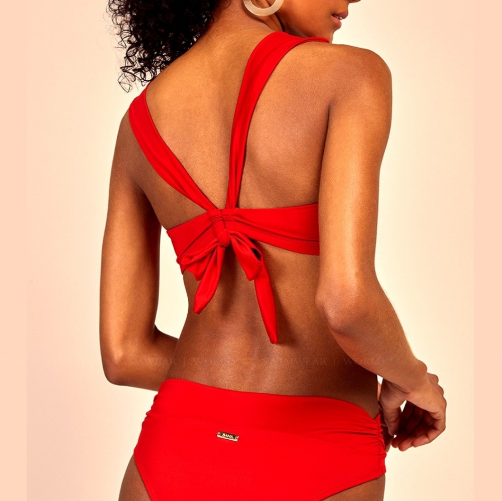 SAHA Coral Red Bandeau Halter Bikini Sz L